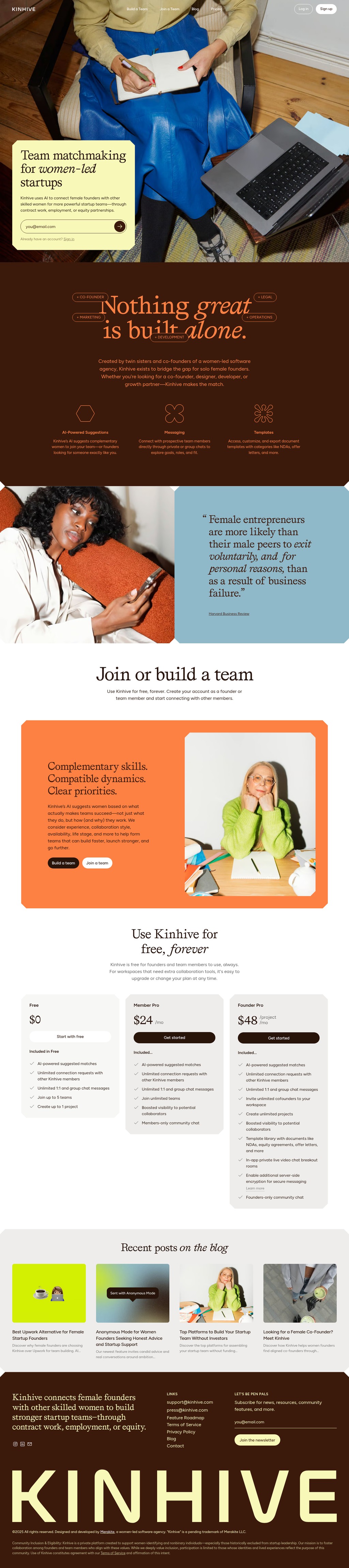 Female desktop landing page