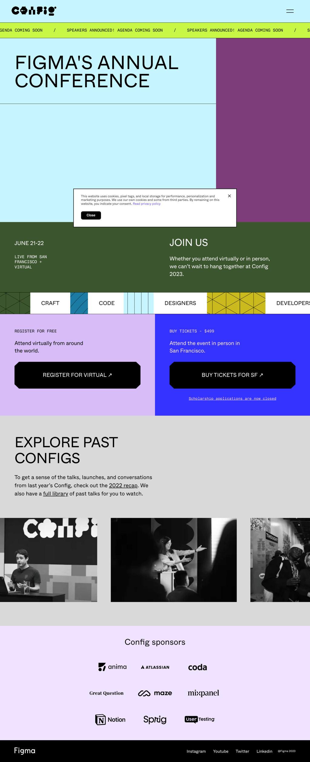 Figma Config desktop landing page