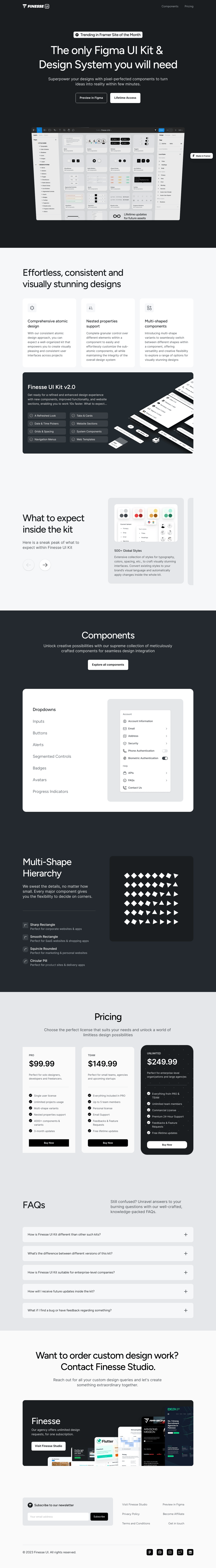 Finesse desktop landing page