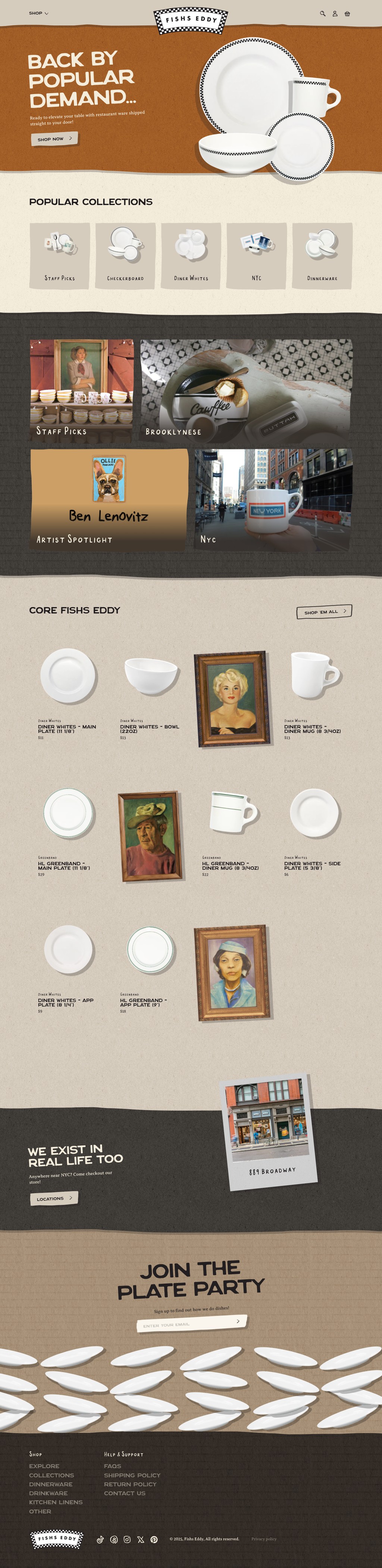 Fishs Eddy desktop landing page