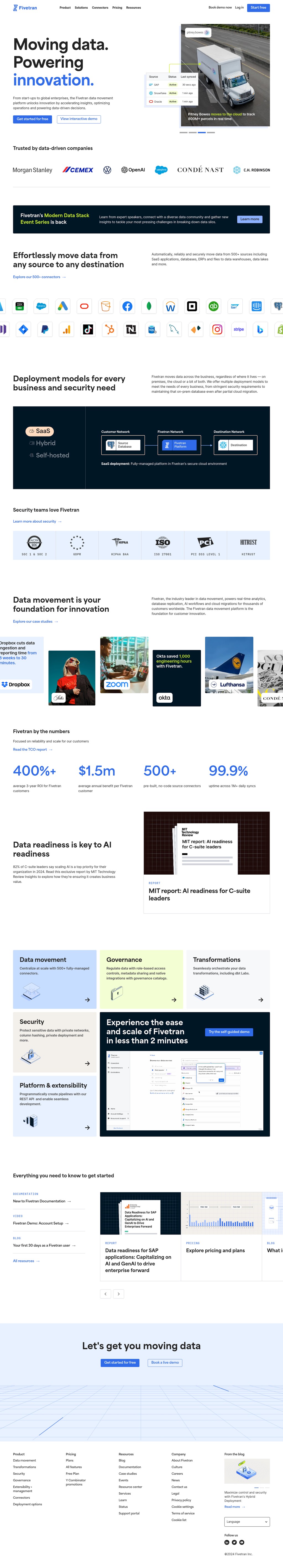 Fivetran desktop landing page