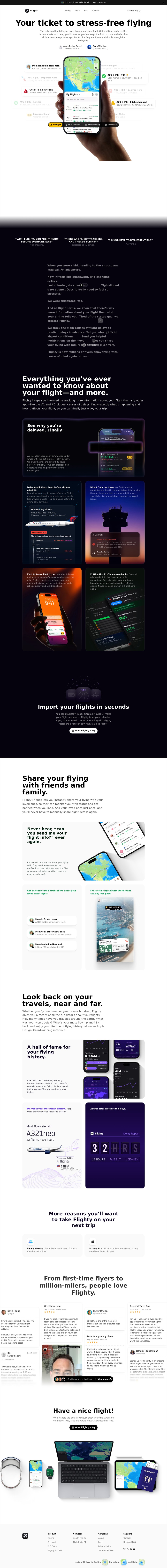 Flighty desktop landing page