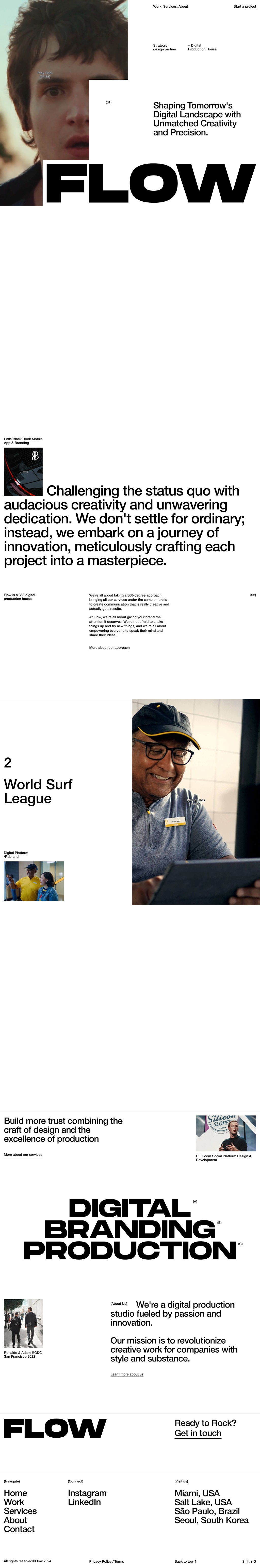 Flow desktop landing page