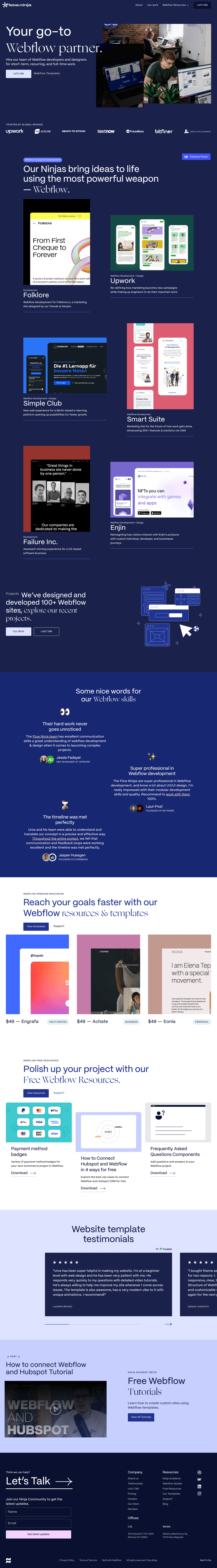 Flow Ninja desktop landing page