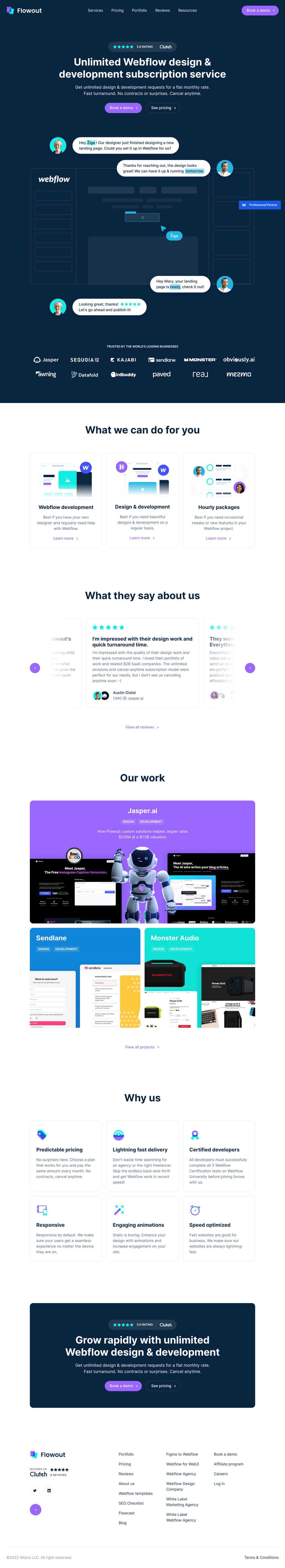Flowout desktop landing page