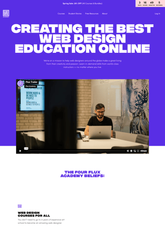 Flux Academy landing page