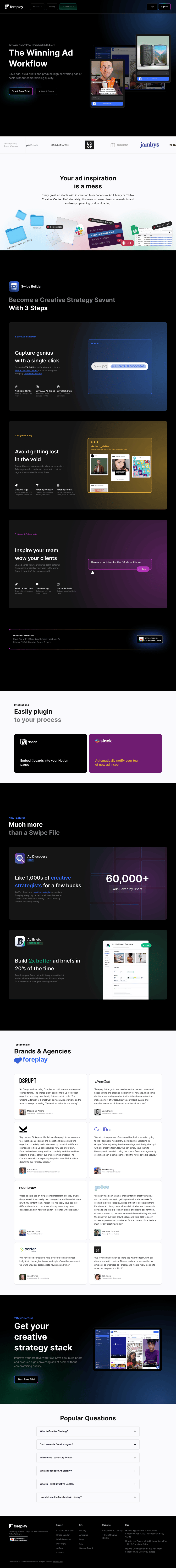 Foreplay desktop landing page