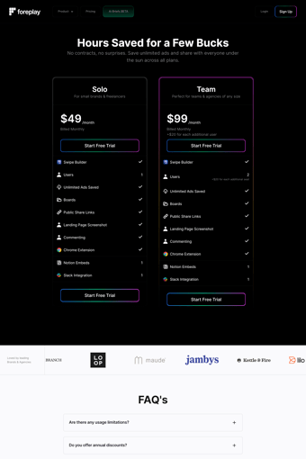 Foreplay landing page