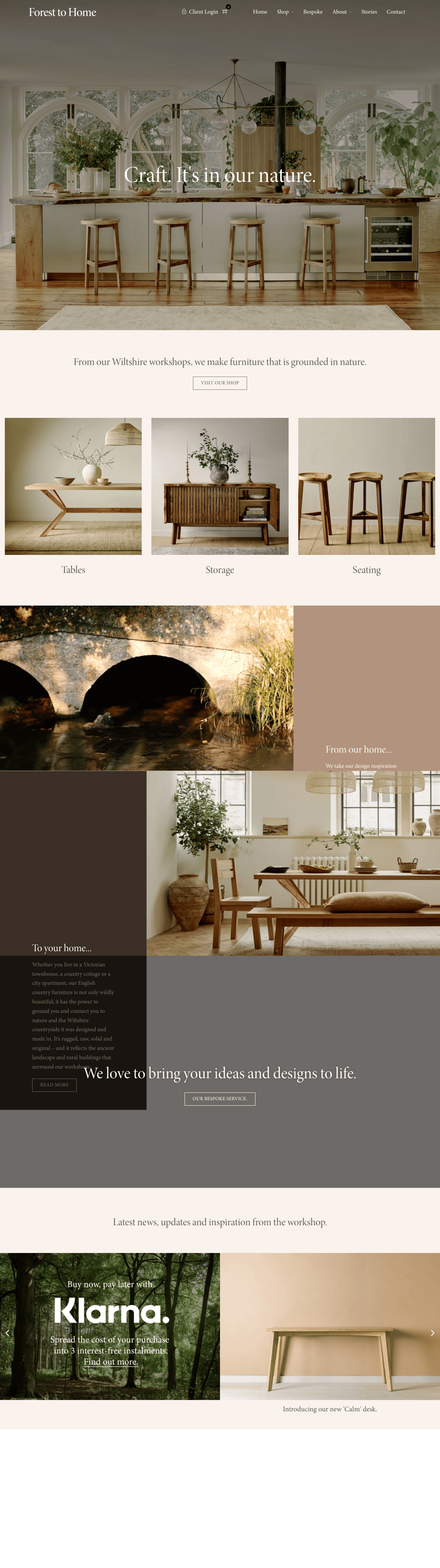 Forest to Home desktop landing page