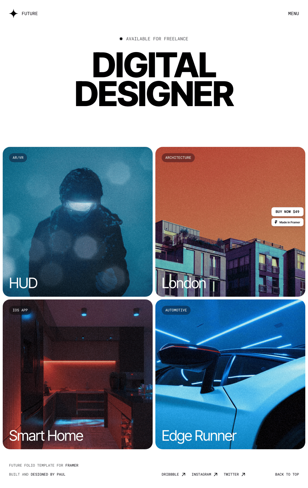 Future desktop landing page