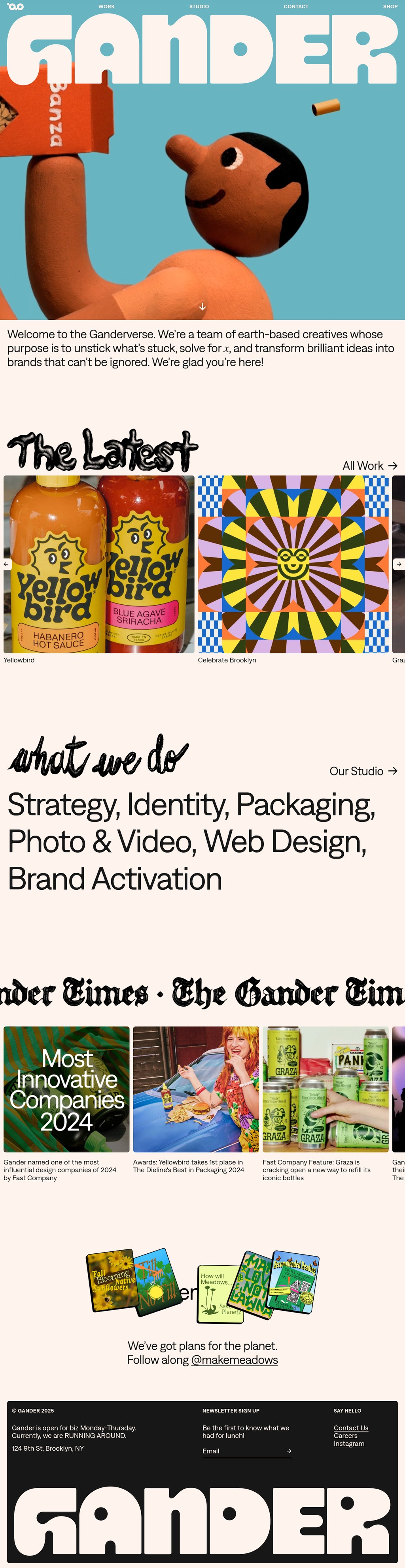 Gander desktop landing page