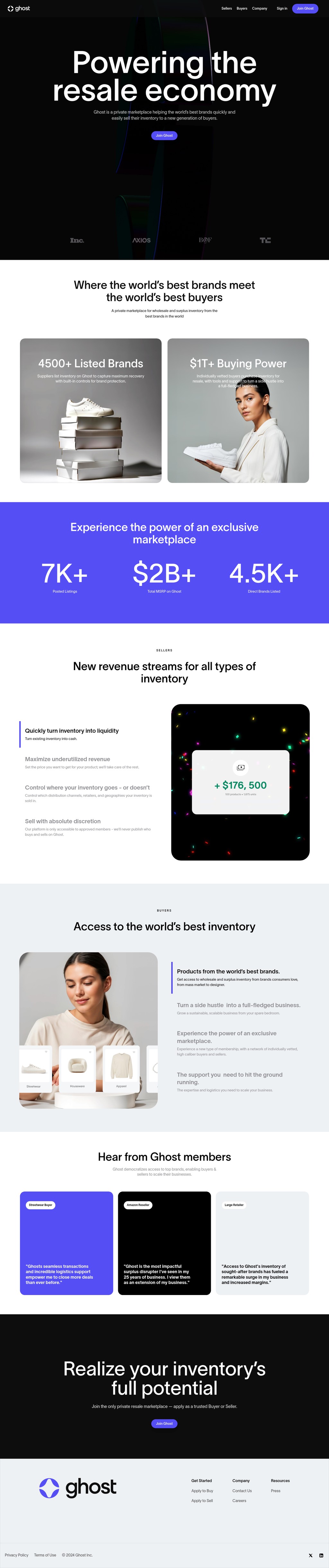 Ghost desktop landing page