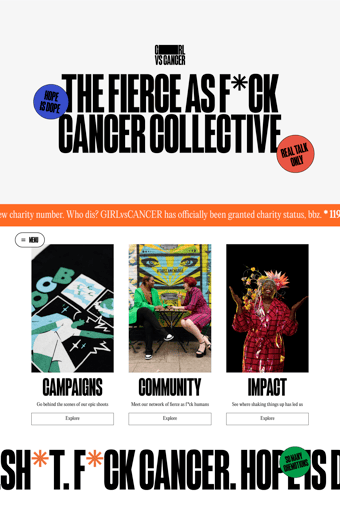 Girl vs Cancer landing page