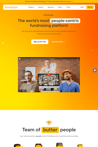 Givebutter landing page