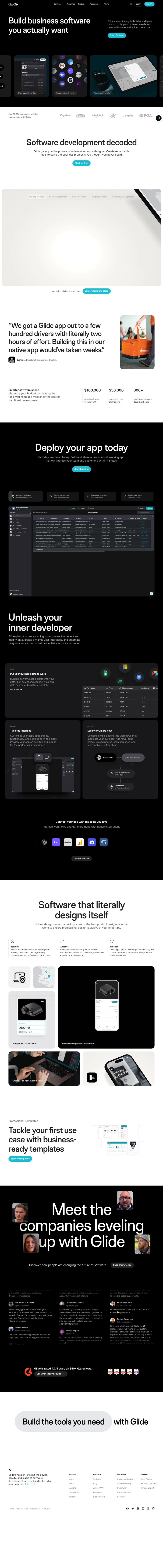 Glide desktop landing page