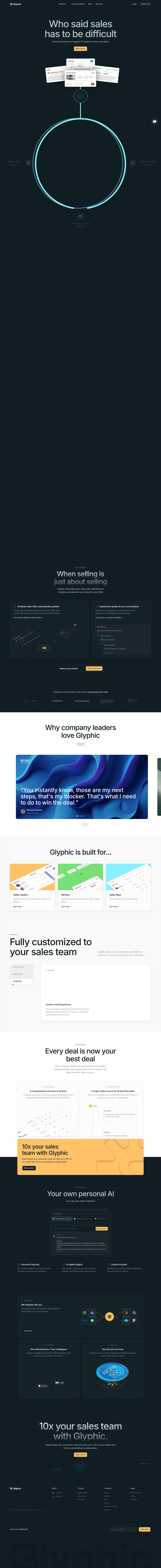Glyphic desktop landing page
