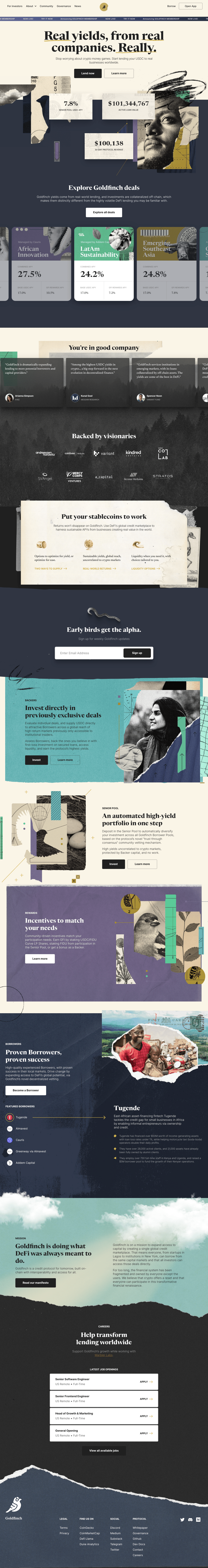 Goldfinch desktop landing page