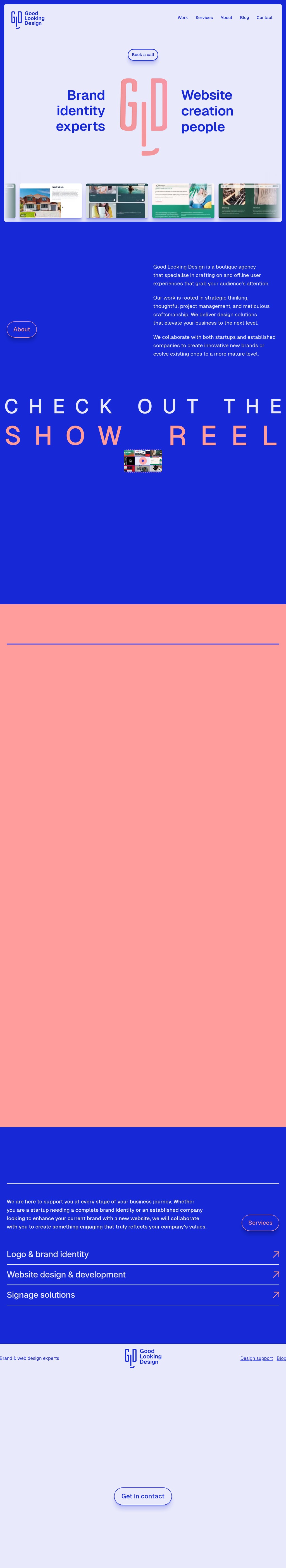 Good Looking Design desktop landing page