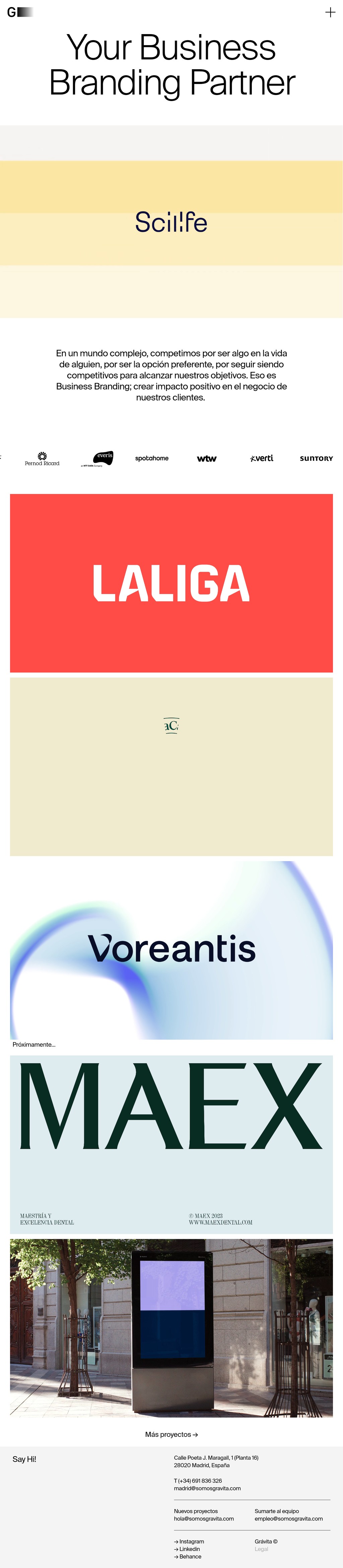 Grávita desktop landing page