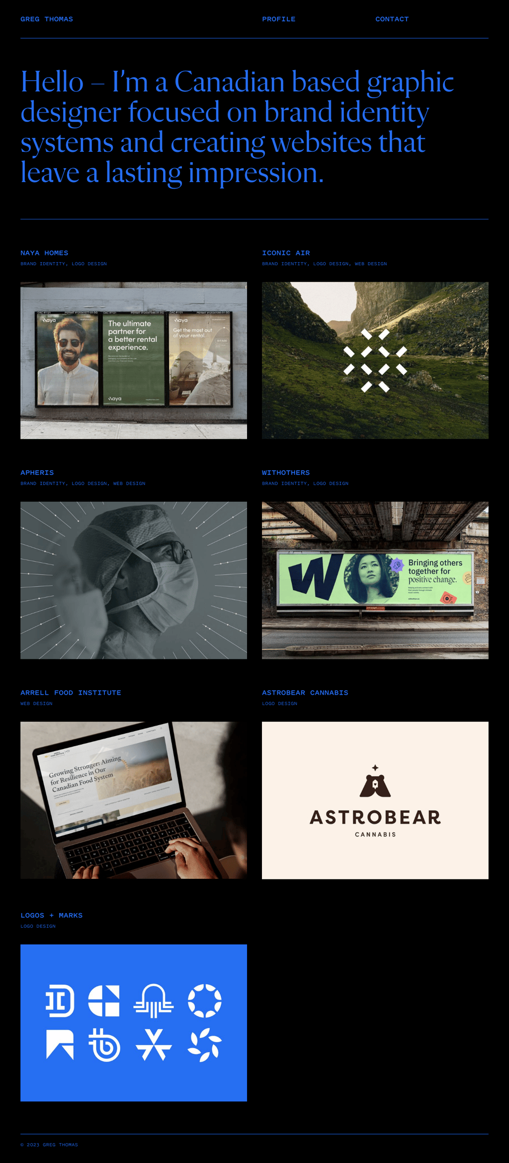 GREG desktop landing page