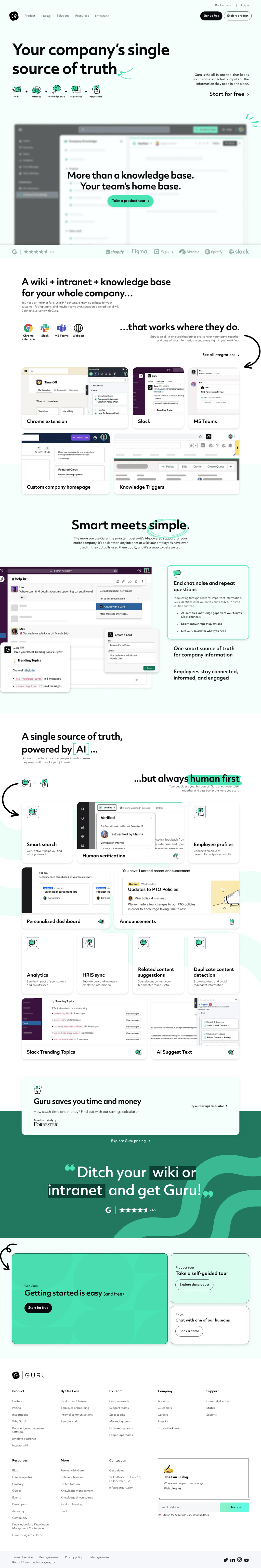 Guru desktop landing page