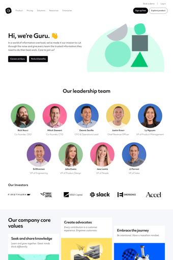 Guru landing page