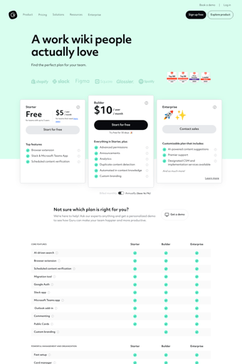 Guru landing page