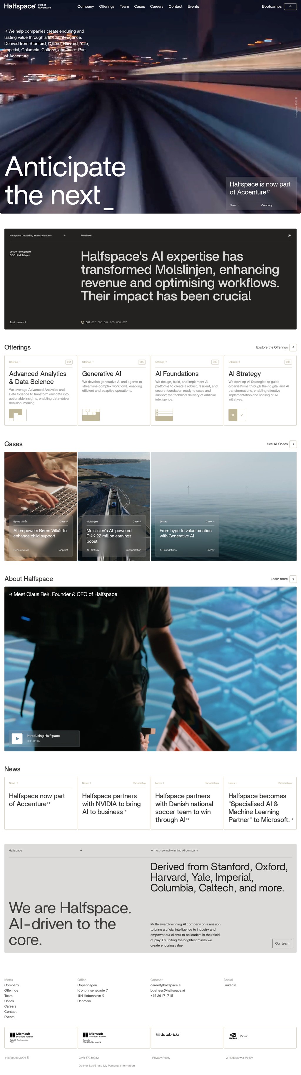 Halfspace desktop landing page