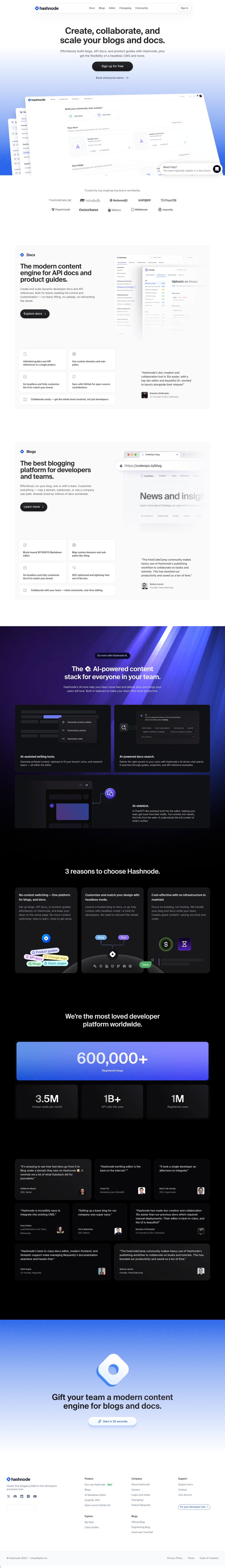 Hashnode desktop landing page