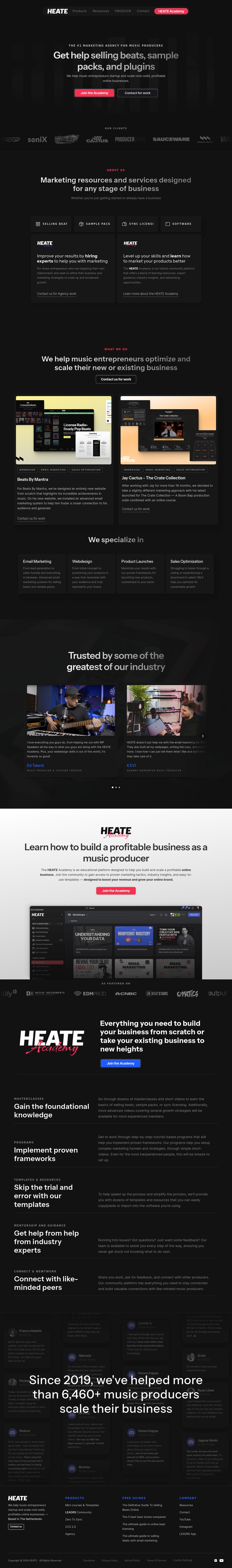 HEATE  desktop landing page