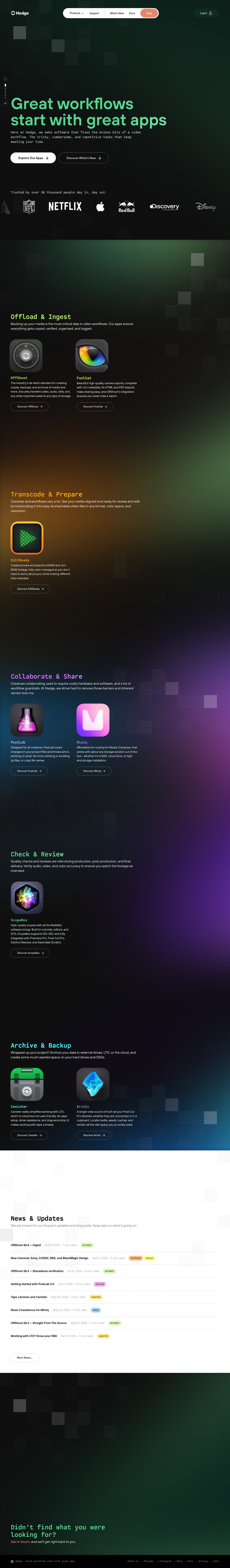 Hedge desktop landing page