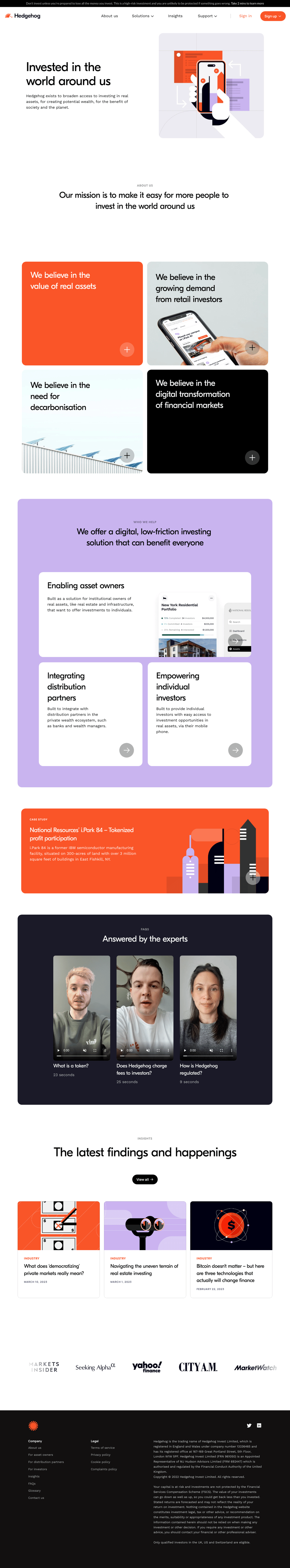 Hedgehog desktop landing page