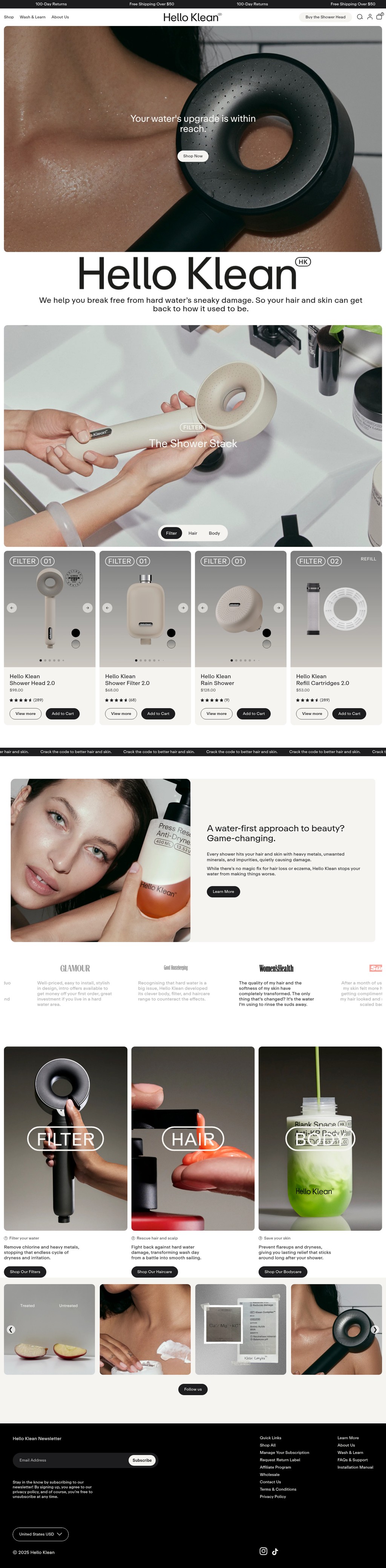 Hello Klean desktop landing page