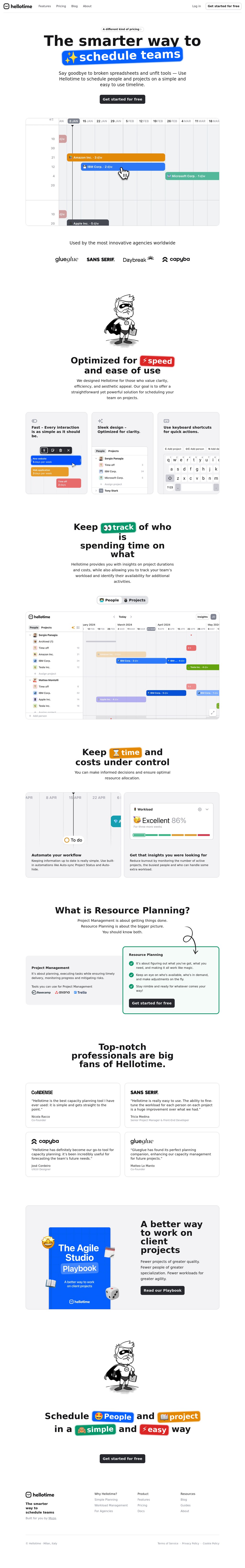Hellotime desktop landing page