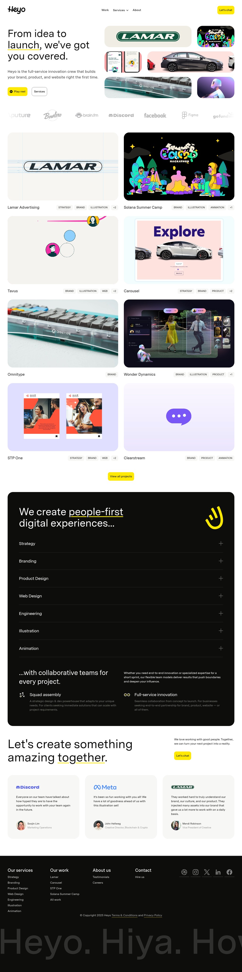 Heyo desktop landing page