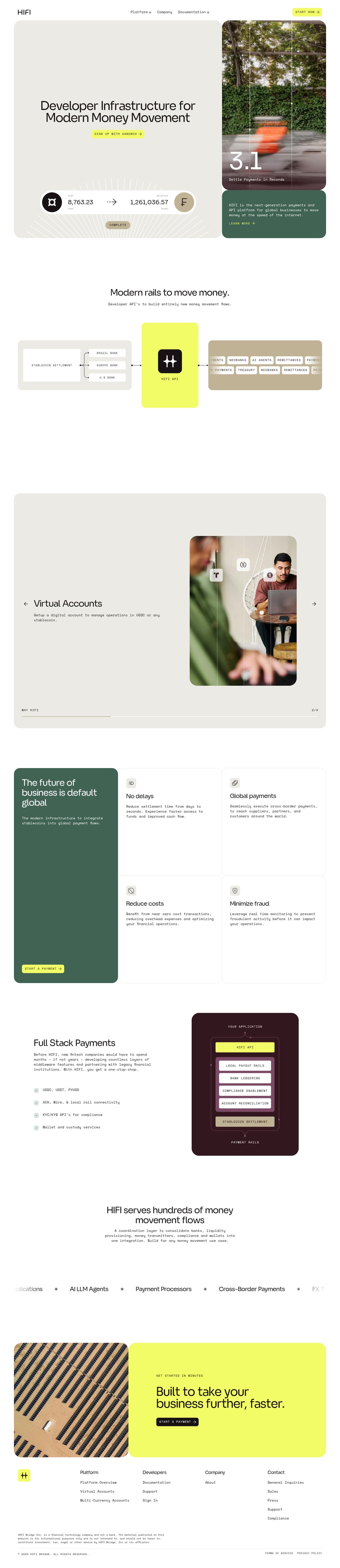 HIFI desktop landing page