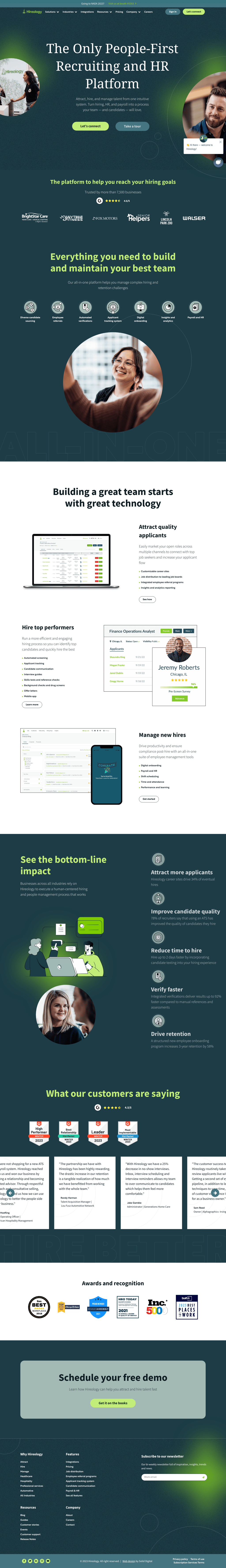 Hireology desktop landing page