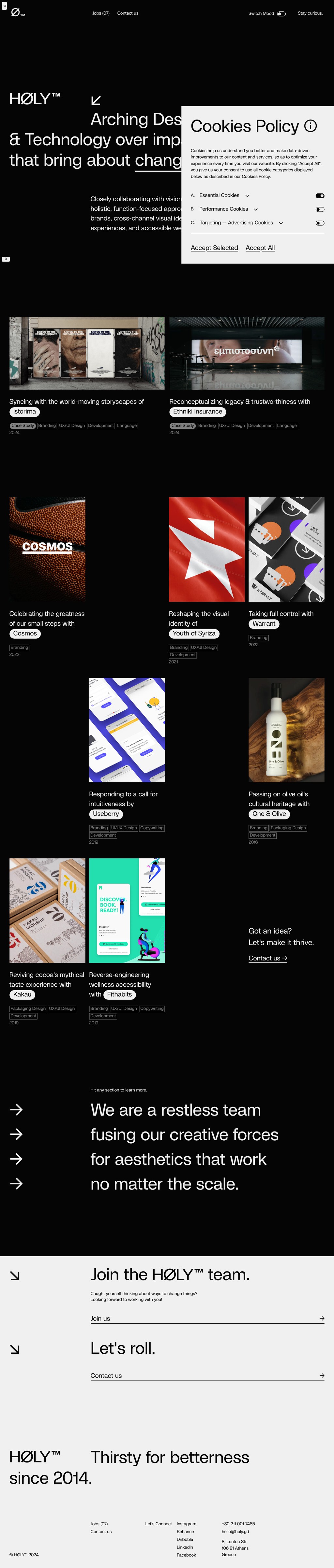 HØLY™ desktop landing page