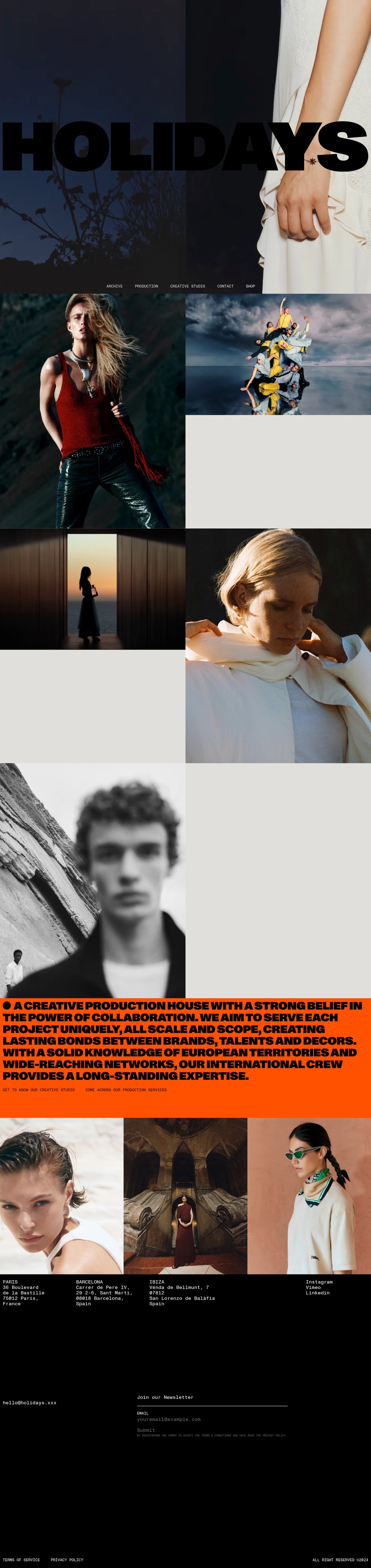 HOLIDAYS desktop landing page