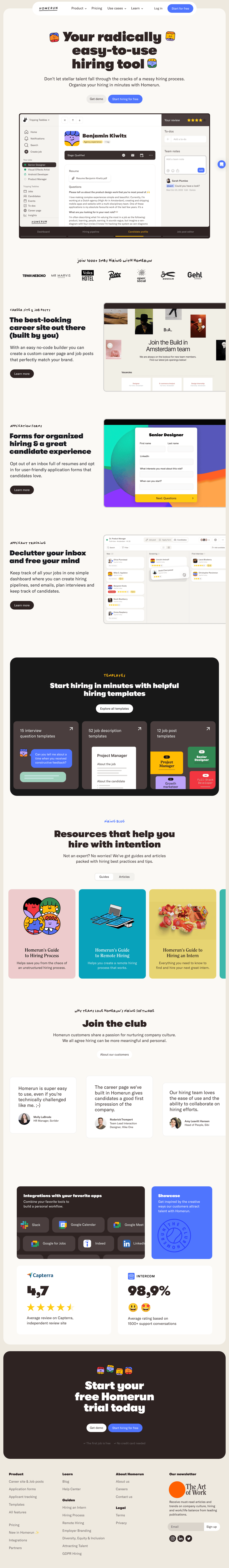 Homerun desktop landing page