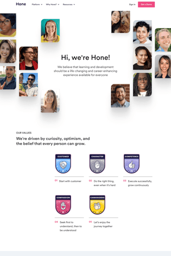 Hone landing page