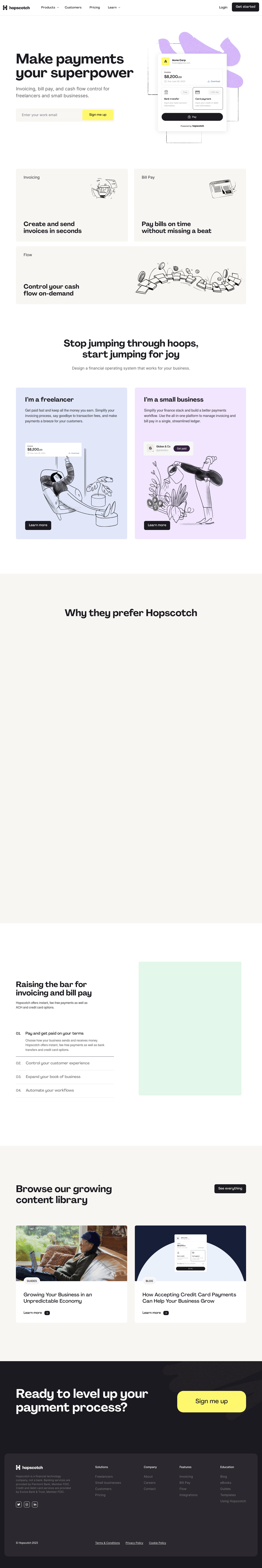 Hopscotch desktop landing page