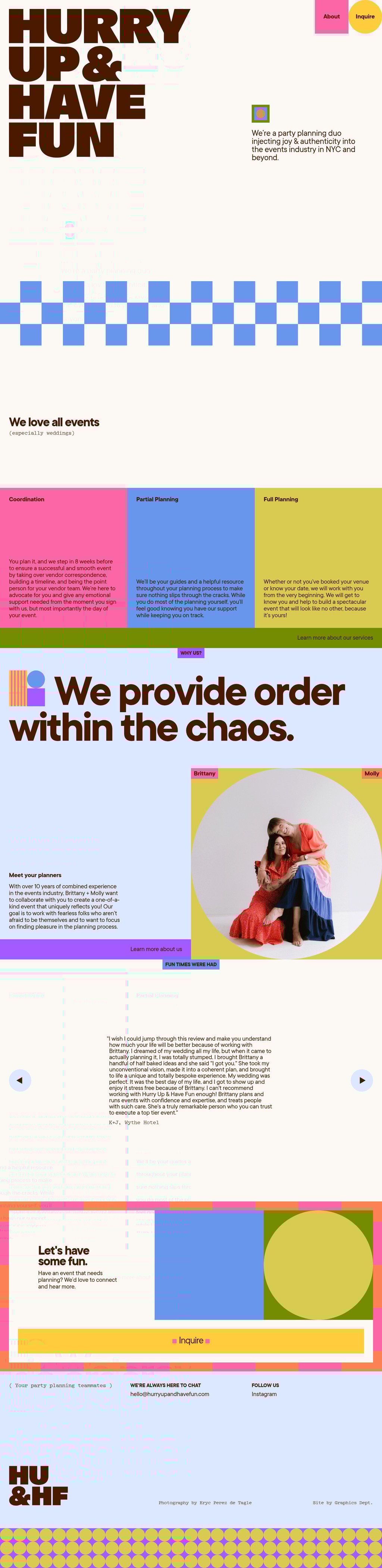 Hurry Up & Have Fun desktop landing page