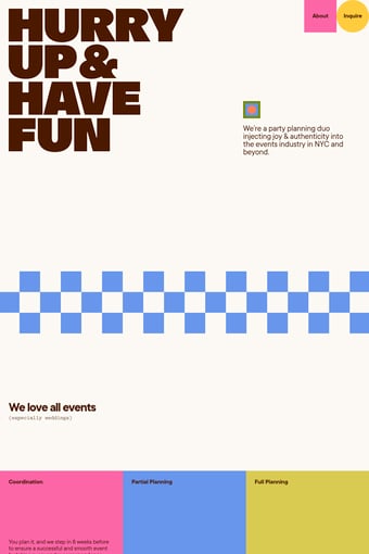 Hurry Up & Have Fun landing page