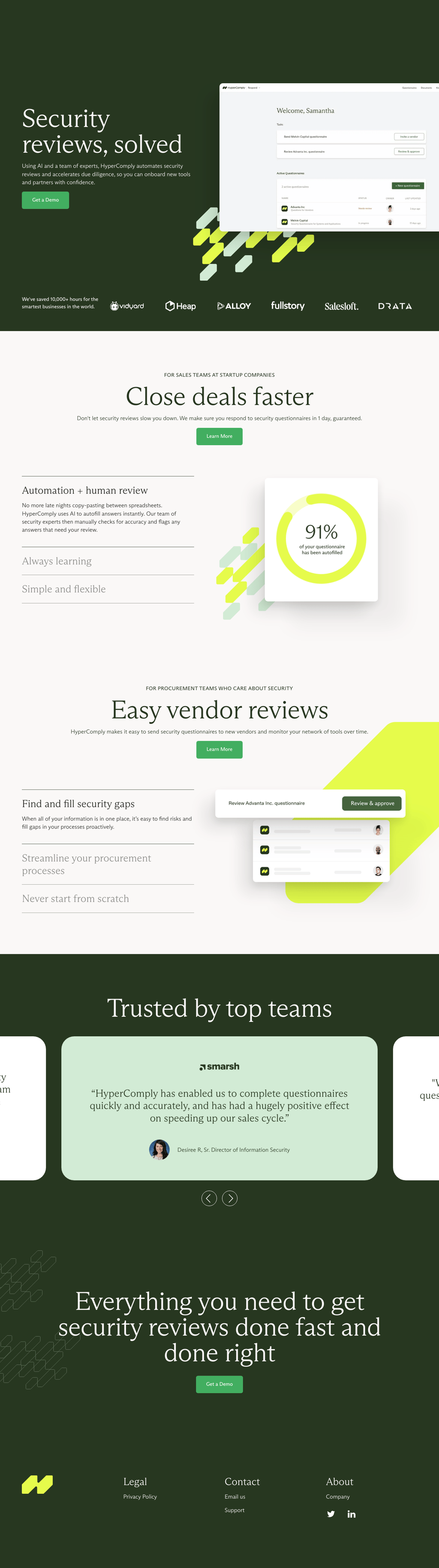 HyperComply desktop landing page