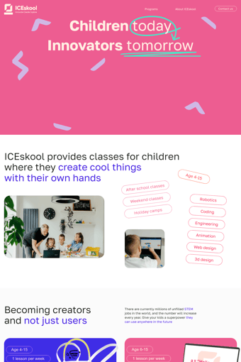 ICEskool landing page