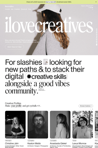 ilovecreatives landing page
