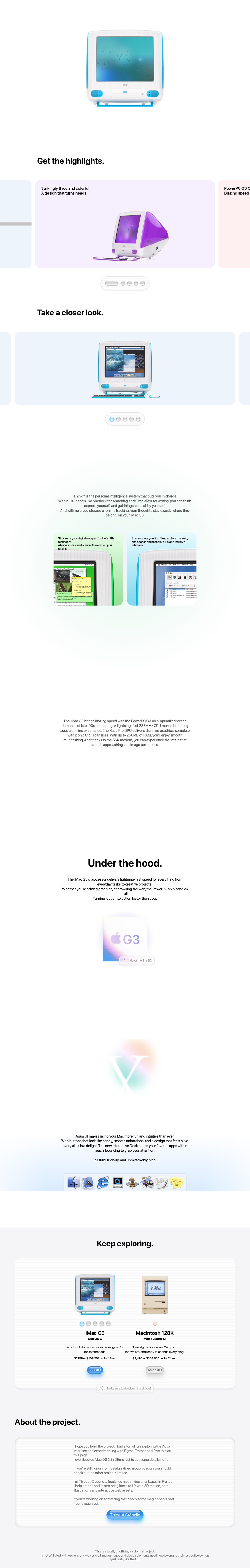 iMac G3 desktop landing page