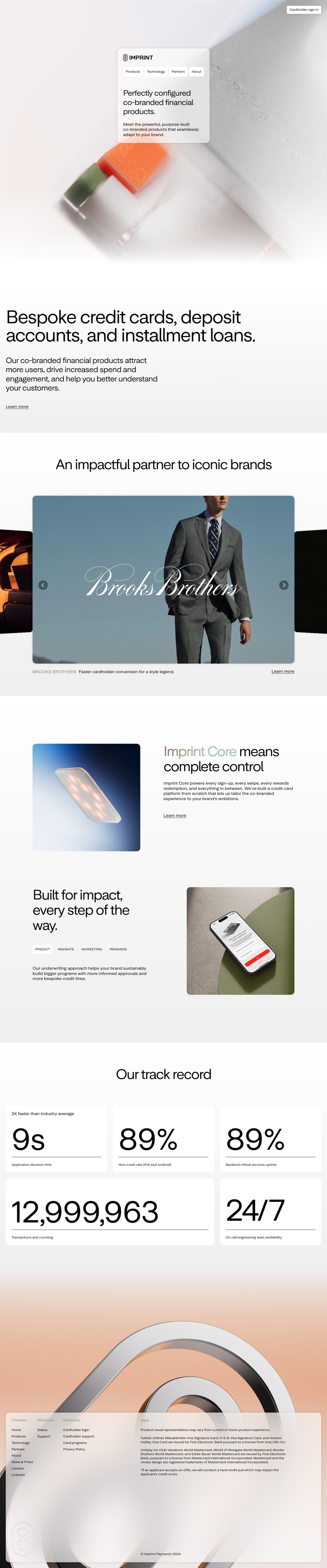 Imprint desktop landing page