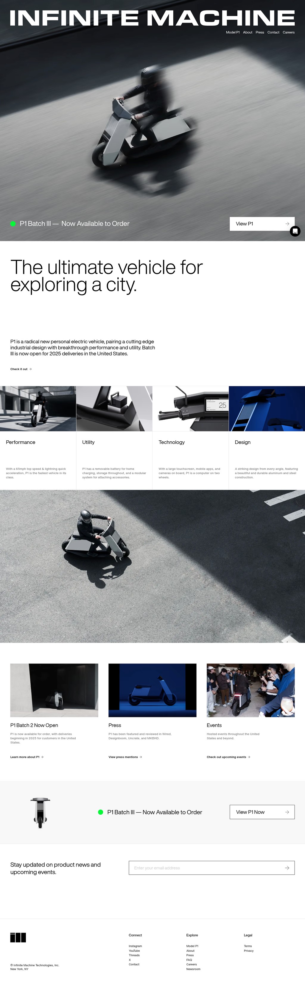 Infinite Machine desktop landing page